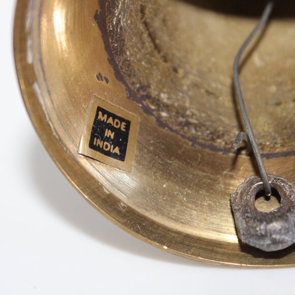 Vintage Brass Handheld Bell Made In India 6 3/8" Dinner Bell Swirled - Picture 5 of 5